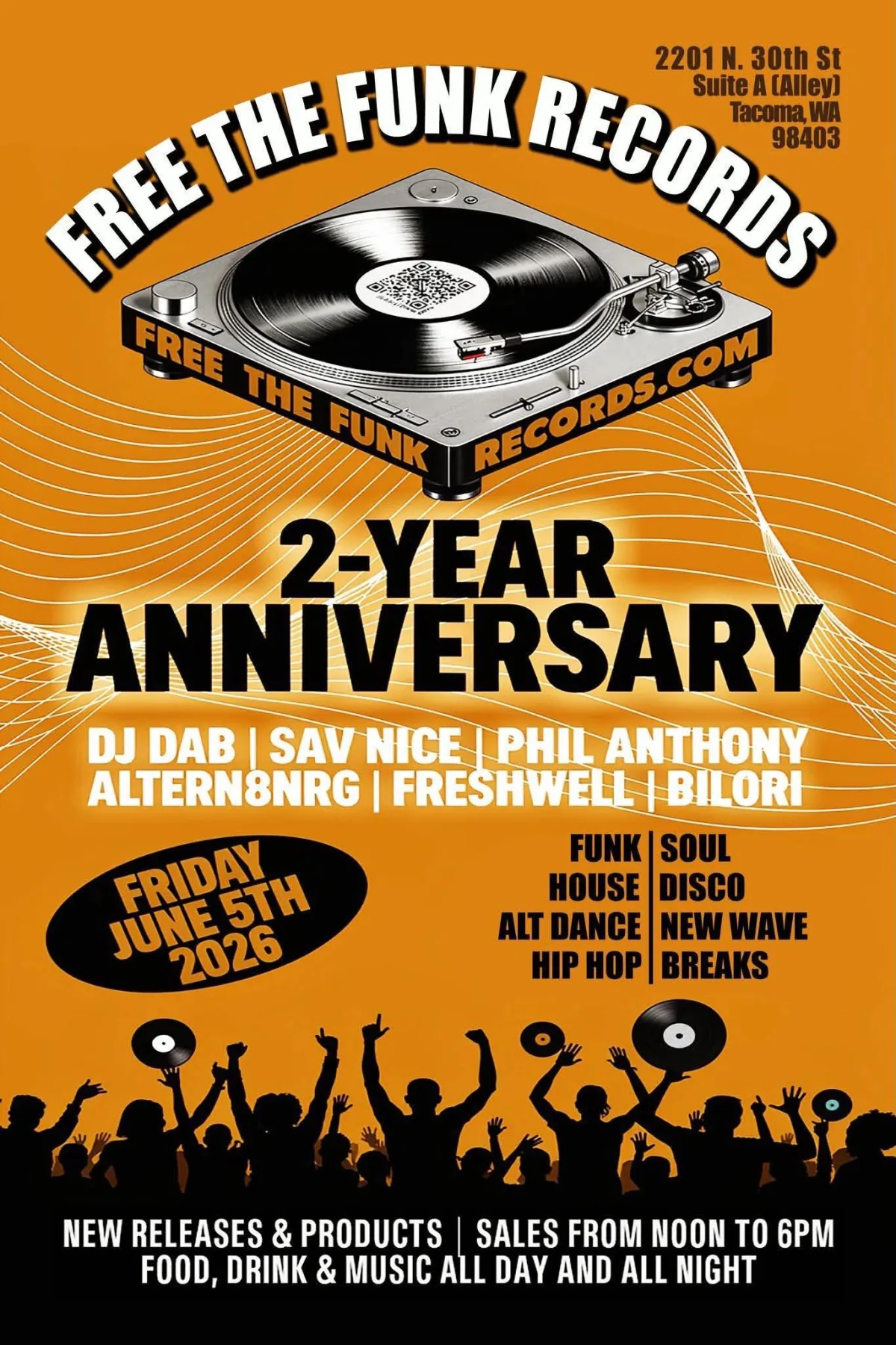 Free The Funk Records 2-Year Anniversary, Friday June 5th 2026, Tacoma WA