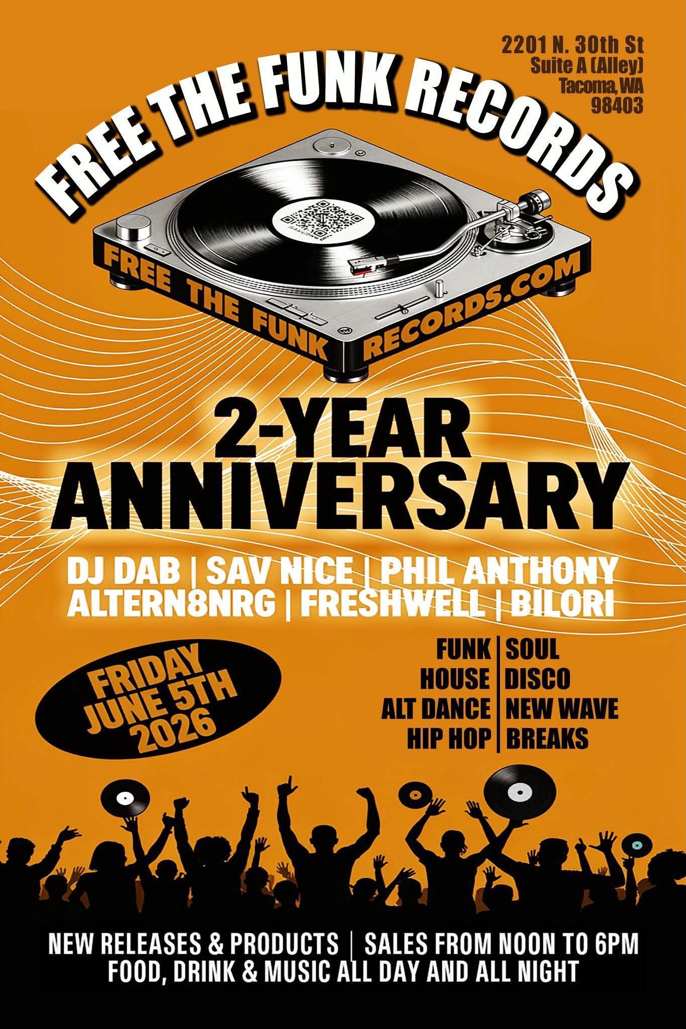 Free The Funk Records 2-Year Anniversary, Friday June 5th 2026, Tacoma WA